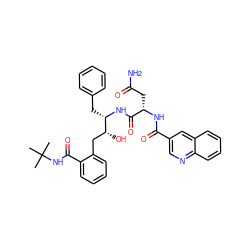 CC(C)(C)NC(=O)c1ccccc1C[C@@H](O)[C@H](Cc1ccccc1)NC(=O)[C@H](CC(N)=O)NC(=O)c1cnc2ccccc2c1 ZINC000026673517