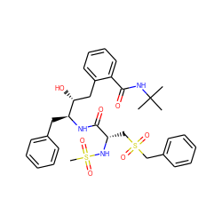 CC(C)(C)NC(=O)c1ccccc1C[C@@H](O)[C@H](Cc1ccccc1)NC(=O)[C@H](CS(=O)(=O)Cc1ccccc1)NS(C)(=O)=O ZINC000026018924