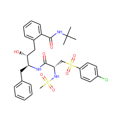 CC(C)(C)NC(=O)c1ccccc1C[C@@H](O)[C@H](Cc1ccccc1)NC(=O)[C@H](CS(=O)(=O)c1ccc(Cl)cc1)NS(C)(=O)=O ZINC000026019322