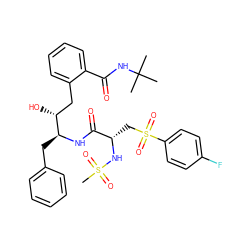 CC(C)(C)NC(=O)c1ccccc1C[C@@H](O)[C@H](Cc1ccccc1)NC(=O)[C@H](CS(=O)(=O)c1ccc(F)cc1)NS(C)(=O)=O ZINC000026018423