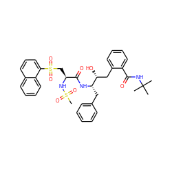 CC(C)(C)NC(=O)c1ccccc1C[C@@H](O)[C@H](Cc1ccccc1)NC(=O)[C@H](CS(=O)(=O)c1cccc2ccccc12)NS(C)(=O)=O ZINC000026015489