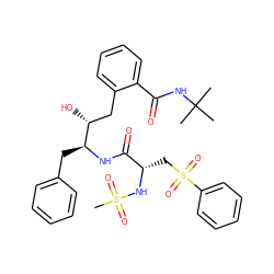 CC(C)(C)NC(=O)c1ccccc1C[C@@H](O)[C@H](Cc1ccccc1)NC(=O)[C@H](CS(=O)(=O)c1ccccc1)NS(C)(=O)=O ZINC000026015497