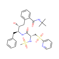 CC(C)(C)NC(=O)c1ccccc1C[C@@H](O)[C@H](Cc1ccccc1)NC(=O)[C@H](CS(=O)(=O)c1ccccn1)NS(C)(=O)=O ZINC000026015900