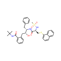 CC(C)(C)NC(=O)c1ccccc1C[C@@H](O)[C@H](Cc1ccccc1)NC(=O)[C@H](CSc1cccc2ccccc12)NS(C)(=O)=O ZINC000026016550