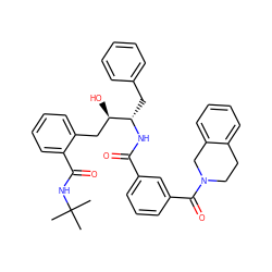 CC(C)(C)NC(=O)c1ccccc1C[C@@H](O)[C@H](Cc1ccccc1)NC(=O)c1cccc(C(=O)N2CCc3ccccc3C2)c1 ZINC000027753605