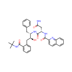 CC(C)(C)NC(=O)c1ccccc1C[C@H](O)[C@H](Cc1ccccc1)NC(=O)[C@H](CC(N)=O)NC(=O)c1ccc2ccccc2n1 ZINC000028770694