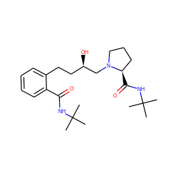 CC(C)(C)NC(=O)c1ccccc1CC[C@@H](O)CN1CCC[C@H]1C(=O)NC(C)(C)C ZINC000005885568