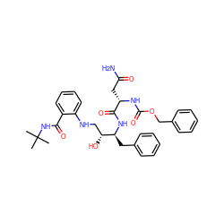 CC(C)(C)NC(=O)c1ccccc1NC[C@@H](O)[C@H](Cc1ccccc1)NC(=O)[C@H](CC(N)=O)NC(=O)OCc1ccccc1 ZINC000027618463