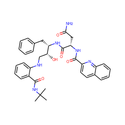 CC(C)(C)NC(=O)c1ccccc1NC[C@@H](O)[C@H](Cc1ccccc1)NC(=O)[C@H](CC(N)=O)NC(=O)c1ccc2ccccc2n1 ZINC000028092039