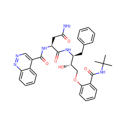 CC(C)(C)NC(=O)c1ccccc1OC[C@H](O)[C@H](Cc1ccccc1)NC(=O)[C@H](CC(N)=O)NC(=O)c1cnnc2ccccc12 ZINC000028010063