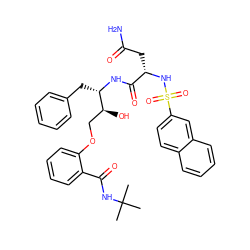 CC(C)(C)NC(=O)c1ccccc1OC[C@H](O)[C@H](Cc1ccccc1)NC(=O)[C@H](CC(N)=O)NS(=O)(=O)c1ccc2ccccc2c1 ZINC000028088837