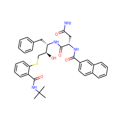 CC(C)(C)NC(=O)c1ccccc1SC[C@H](O)[C@H](Cc1ccccc1)NC(=O)[C@H](CC(N)=O)NC(=O)c1ccc2ccccc2c1 ZINC000028088831