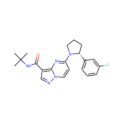 CC(C)(C)NC(=O)c1cnn2ccc(N3CCC[C@@H]3c3cccc(F)c3)nc12 ZINC000169704144