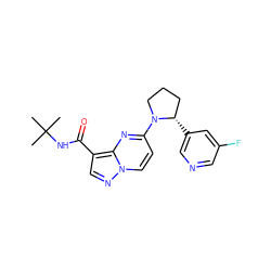 CC(C)(C)NC(=O)c1cnn2ccc(N3CCC[C@@H]3c3cncc(F)c3)nc12 ZINC000169704157