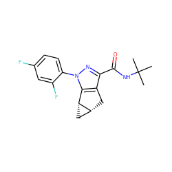 CC(C)(C)NC(=O)c1nn(-c2ccc(F)cc2F)c2c1C[C@@H]1C[C@H]21 ZINC000205603144