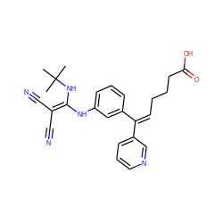 CC(C)(C)NC(Nc1cccc(/C(=C\CCCC(=O)O)c2cccnc2)c1)=C(C#N)C#N ZINC000013796618