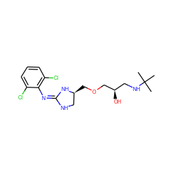 CC(C)(C)NC[C@@H](O)COC[C@H]1CN/C(=N/c2c(Cl)cccc2Cl)N1 ZINC000001542469