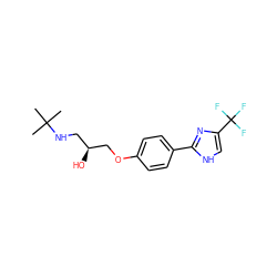 CC(C)(C)NC[C@H](O)COc1ccc(-c2nc(C(F)(F)F)c[nH]2)cc1 ZINC000028017265