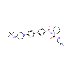 CC(C)(C)NC1CCN(c2ccc(-c3ccc(C(=O)NC4(C(=O)NCC#N)CCCCC4)cc3)cc2)CC1 ZINC000013676362