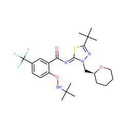 CC(C)(C)NOc1ccc(C(F)(F)F)cc1C(=O)/N=c1\sc(C(C)(C)C)nn1C[C@@H]1CCCCO1 ZINC000113477135