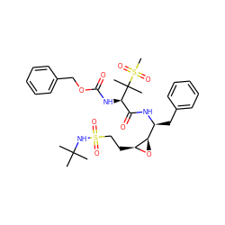 CC(C)(C)NS(=O)(=O)CC[C@@H]1O[C@@H]1[C@H](Cc1ccccc1)NC(=O)[C@@H](NC(=O)OCc1ccccc1)C(C)(C)S(C)(=O)=O ZINC000003959553