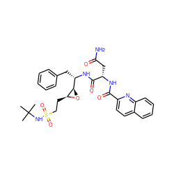 CC(C)(C)NS(=O)(=O)CC[C@@H]1O[C@@H]1[C@H](Cc1ccccc1)NC(=O)[C@H](CC(N)=O)NC(=O)c1ccc2ccccc2n1 ZINC000003959558