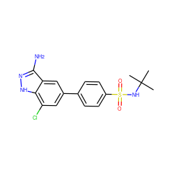 CC(C)(C)NS(=O)(=O)c1ccc(-c2cc(Cl)c3[nH]nc(N)c3c2)cc1 ZINC000040414206