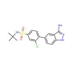 CC(C)(C)NS(=O)(=O)c1ccc(-c2ccc3[nH]nc(N)c3c2)c(Cl)c1 ZINC000040935569