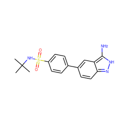 CC(C)(C)NS(=O)(=O)c1ccc(-c2ccc3n[nH]c(N)c3c2)cc1 ZINC000039187976