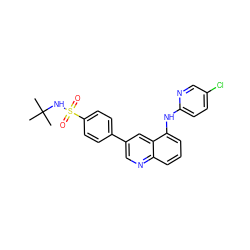 CC(C)(C)NS(=O)(=O)c1ccc(-c2cnc3cccc(Nc4ccc(Cl)cn4)c3c2)cc1 ZINC000028957623