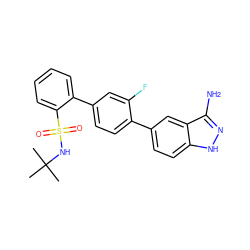 CC(C)(C)NS(=O)(=O)c1ccccc1-c1ccc(-c2ccc3[nH]nc(N)c3c2)c(F)c1 ZINC000224819569
