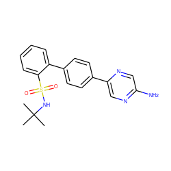 CC(C)(C)NS(=O)(=O)c1ccccc1-c1ccc(-c2cnc(N)cn2)cc1 ZINC000224728410