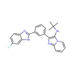 CC(C)(C)Nc1c(-c2cccc(-c3nc4ccc(F)cc4[nH]3)c2)nc2ccccn12 ZINC000073157600