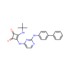 CC(C)(C)Nc1c(Nc2ccnc(Nc3ccc(-c4ccccc4)cc3)n2)c(=O)c1=O ZINC000101595720