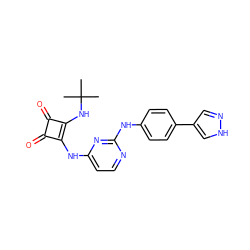 CC(C)(C)Nc1c(Nc2ccnc(Nc3ccc(-c4cn[nH]c4)cc3)n2)c(=O)c1=O ZINC000101595827