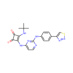 CC(C)(C)Nc1c(Nc2ccnc(Nc3ccc(-c4csnn4)cc3)n2)c(=O)c1=O ZINC000101595782