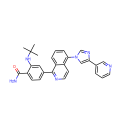 CC(C)(C)Nc1cc(-c2nccc3c(-n4cnc(-c5cccnc5)c4)cccc23)ccc1C(N)=O ZINC000148982605