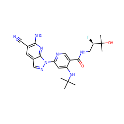 CC(C)(C)Nc1cc(-n2ncc3cc(C#N)c(N)nc32)ncc1C(=O)NC[C@@H](F)C(C)(C)O ZINC001772615543