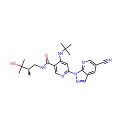 CC(C)(C)Nc1cc(-n2ncc3cc(C#N)cnc32)ncc1C(=O)NC[C@@H](F)C(C)(C)O ZINC001772626341