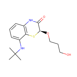 CC(C)(C)Nc1cccc2c1S[C@H](OCCCO)C(=O)N2 ZINC000029341630