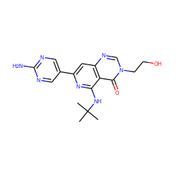 CC(C)(C)Nc1nc(-c2cnc(N)nc2)cc2ncn(CCO)c(=O)c12 ZINC000115625394