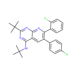 CC(C)(C)Nc1nc(C(C)(C)C)nc2nc(-c3ccccc3Cl)c(-c3ccc(Cl)cc3)cc12 ZINC000040401391