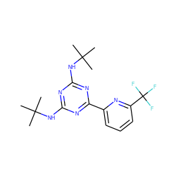 CC(C)(C)Nc1nc(NC(C)(C)C)nc(-c2cccc(C(F)(F)F)n2)n1 ZINC000223123638