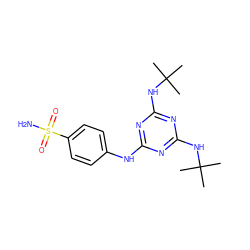 CC(C)(C)Nc1nc(Nc2ccc(S(N)(=O)=O)cc2)nc(NC(C)(C)C)n1 ZINC000103269429