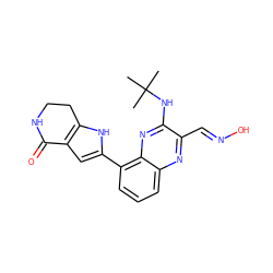 CC(C)(C)Nc1nc2c(-c3cc4c([nH]3)CCNC4=O)cccc2nc1/C=N/O ZINC001772611417