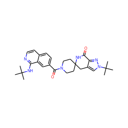 CC(C)(C)Nc1nccc2ccc(C(=O)N3CCC4(CC3)Cc3cn(C(C)(C)C)nc3C(=O)N4)cc12 ZINC000167320744