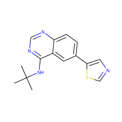 CC(C)(C)Nc1ncnc2ccc(-c3cncs3)cc12 ZINC000299852068