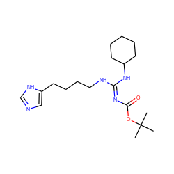 CC(C)(C)OC(=O)/N=C(/NCCCCc1cnc[nH]1)NC1CCCCC1 ZINC000026731963