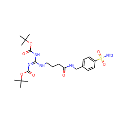 CC(C)(C)OC(=O)/N=C(\NCCCC(=O)NCc1ccc(S(N)(=O)=O)cc1)NC(=O)OC(C)(C)C ZINC000299826671