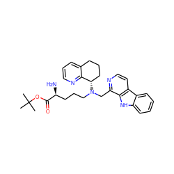 CC(C)(C)OC(=O)[C@@H](N)CCCN(Cc1nccc2c1[nH]c1ccccc12)[C@H]1CCCc2cccnc21 ZINC000208465947